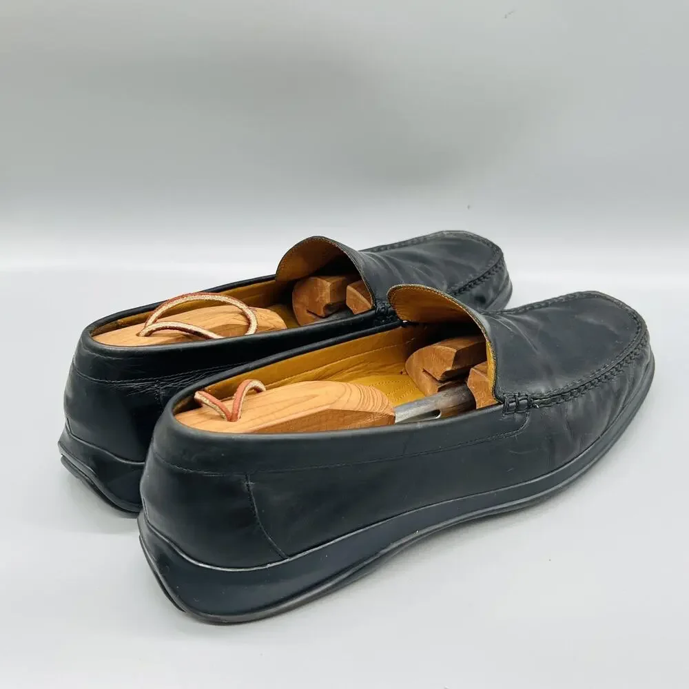 Cole Haan Shoes Men 11 Black Leather Vtg Air Moc Slip On Loafers 90s Y2k